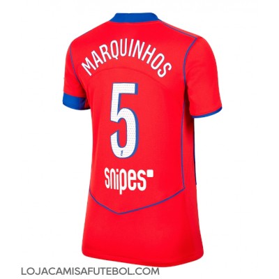 Camisa de Futebol Paris Saint-Germain Marquinhos #5 Equipamento Alternativo Mulheres 2025-26 Manga Curta Camisa de Futebol Paris Saint-Germain Marquinhos #5 Equipamento Alternativo Mulheres 2025-26 Manga Curta